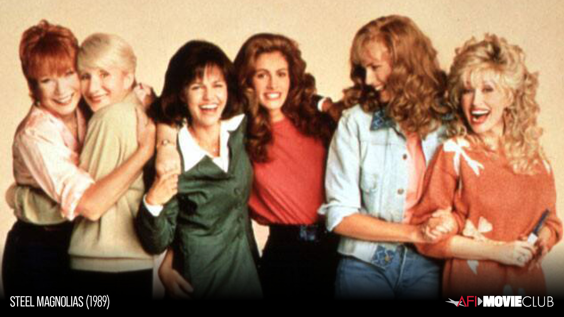 Steel Magnolias Film Still - Julia Roberts, Sally Field, Shirley MacLaine, Dolly Parton, and Olympia Dukakis