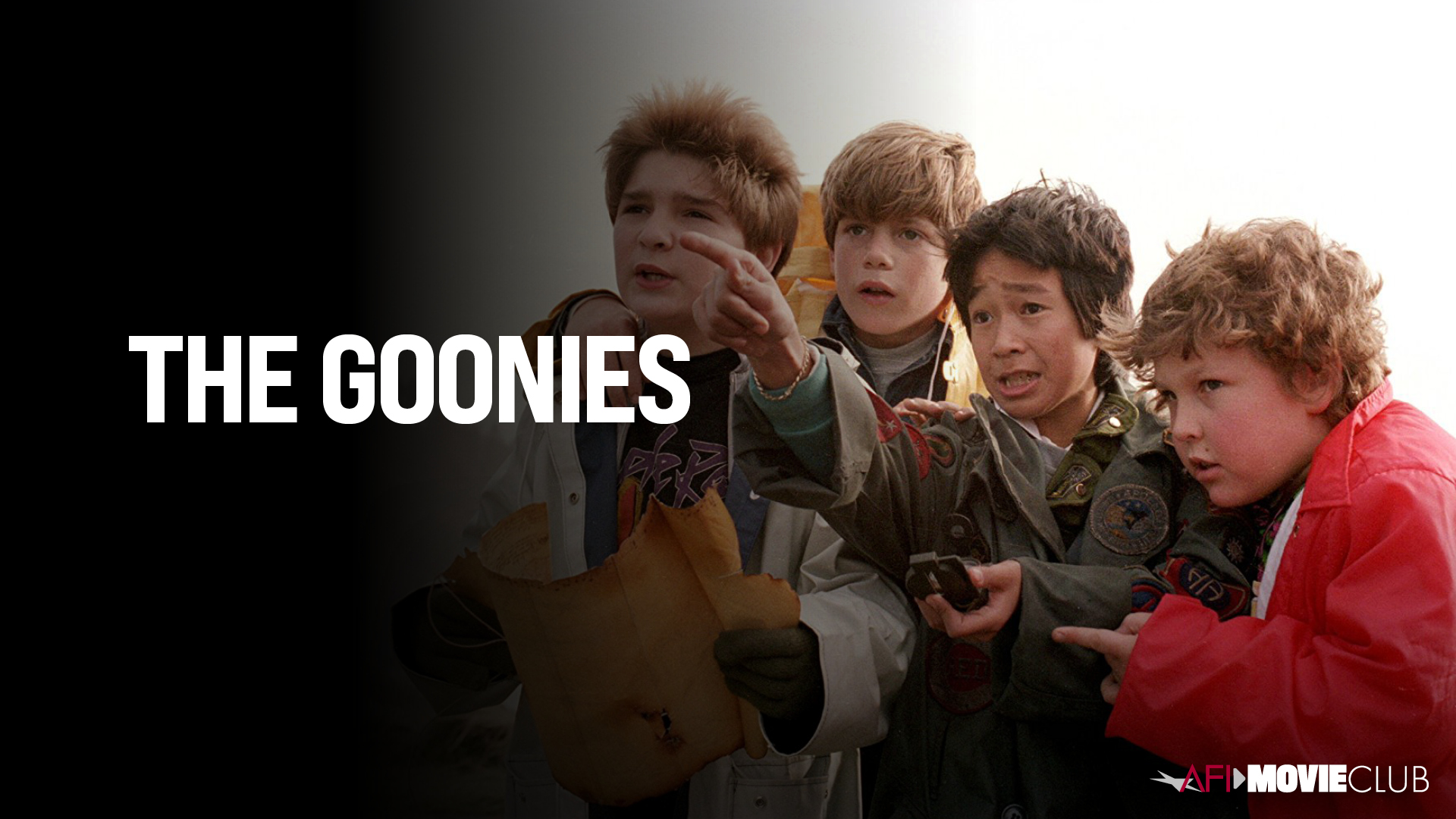 The Goonies Film Still - Sean Astin, Corey Feldman, Jeff Cohen, and Ke Huy Quan