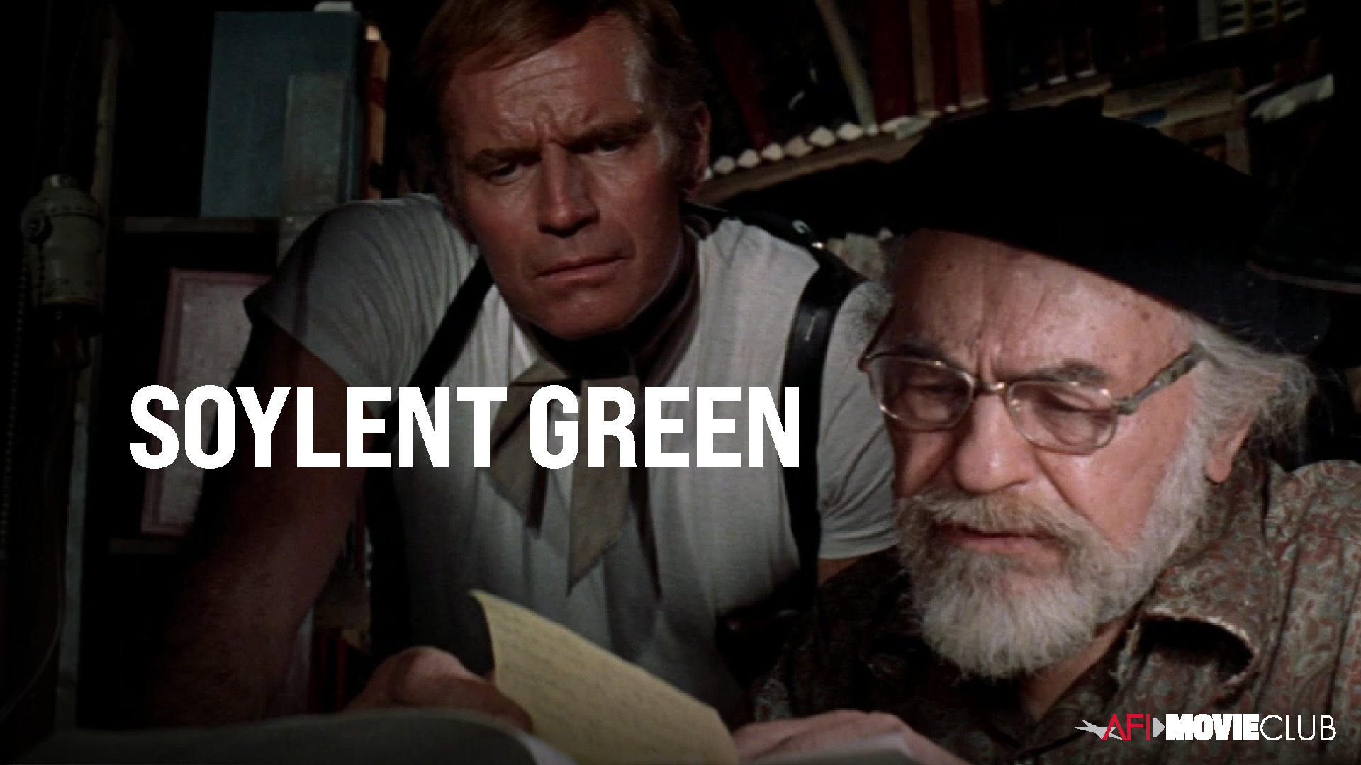 Soylent Green Film Still - Charlton Heston and Edward G. Robinson