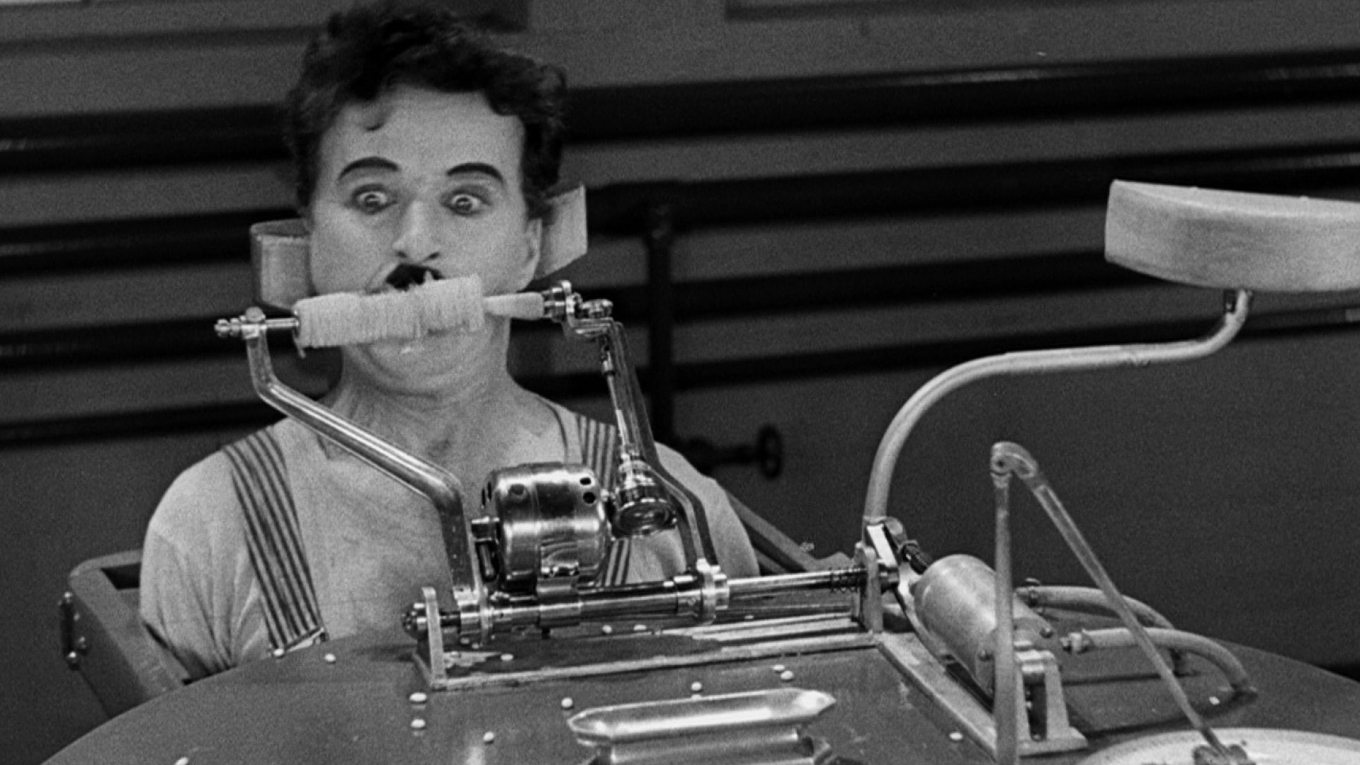 MODERN TIMES film still of Charlie Chaplin