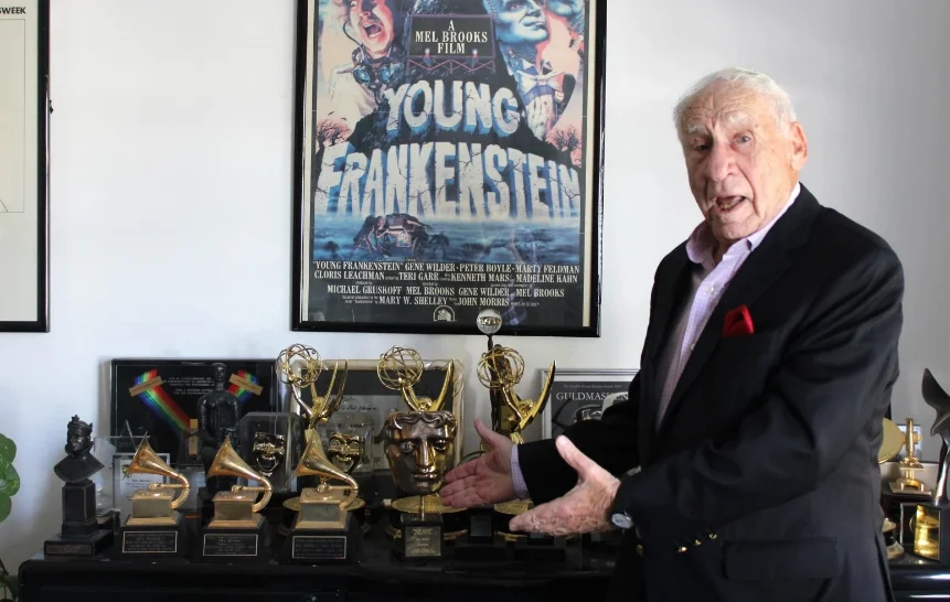 Spotlight-0626-1 Mel Brooks proudly displays his many awards in his office. Danny Hajek / NPR.